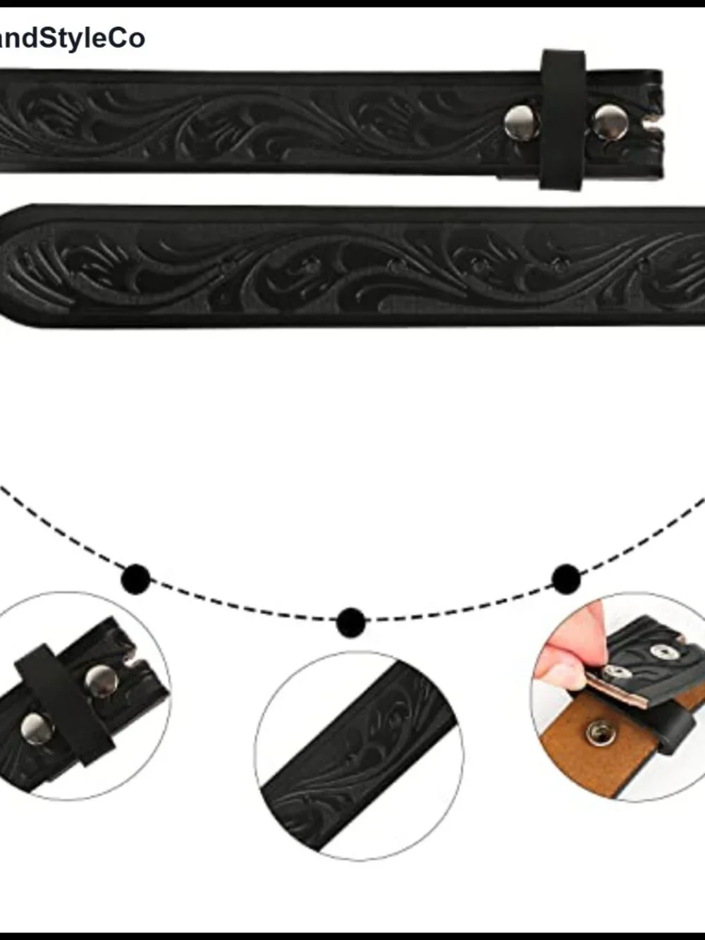 Full-Grain Leather Western Belt Unisex Cowboy Belt for Jeans